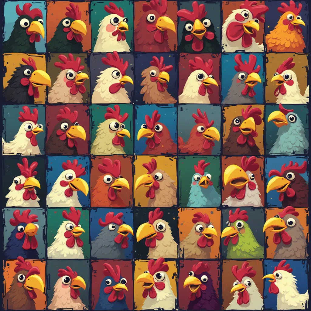 Icon array of unlocked chicken characters